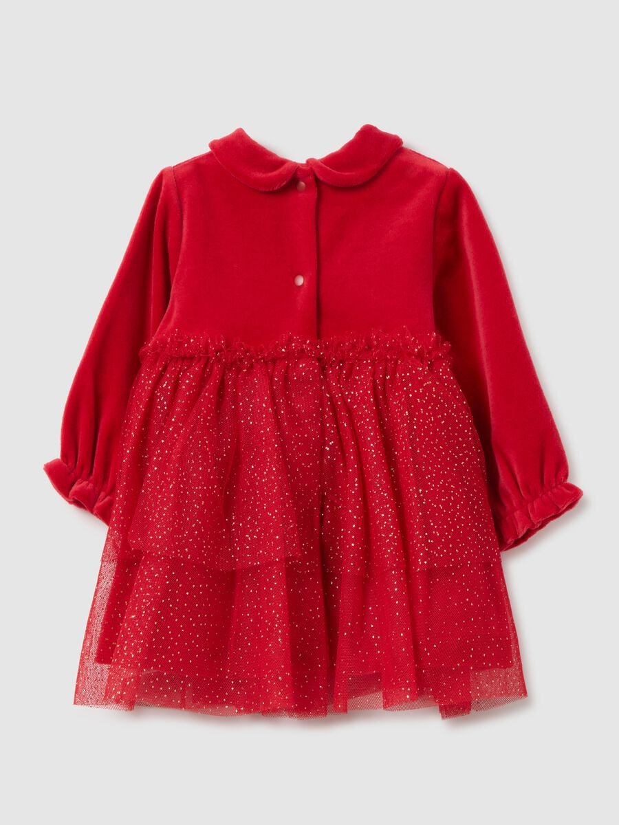 Baby girl's red dress in regular fit cotton blend with glitter tulle_1