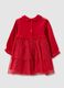 Baby girl's red dress in regular fit cotton blend with glitter tulle_1