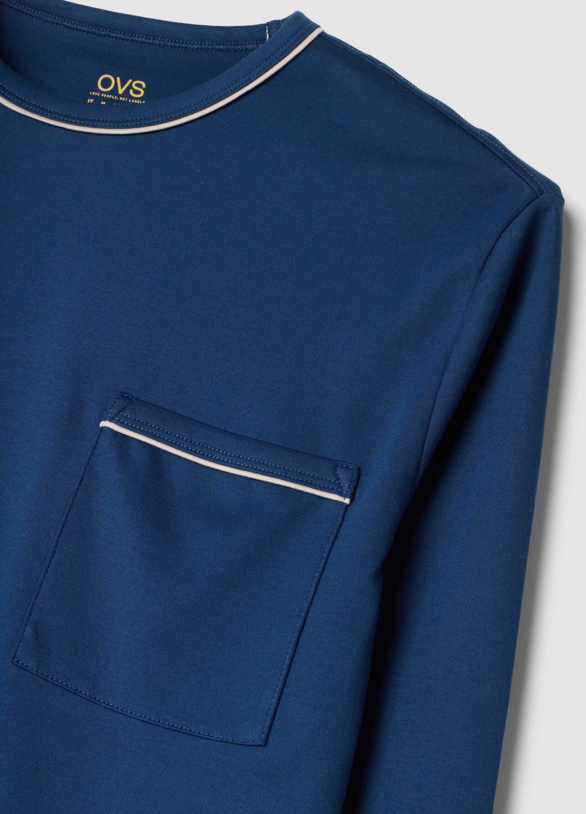 Pigiama blu in puro cotone organico con girocollo