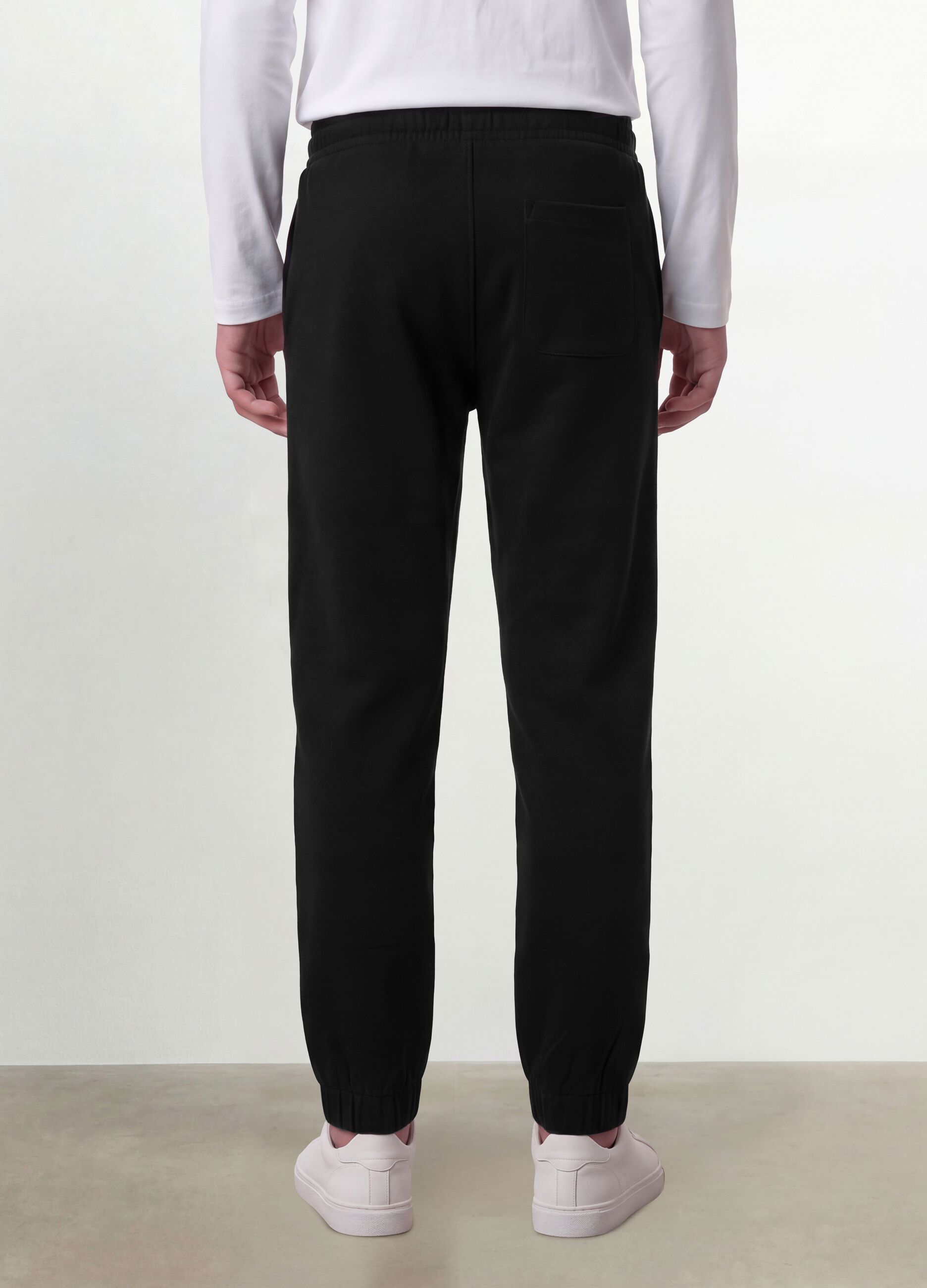 Black pure organic cotton joggers with drawstring for boys