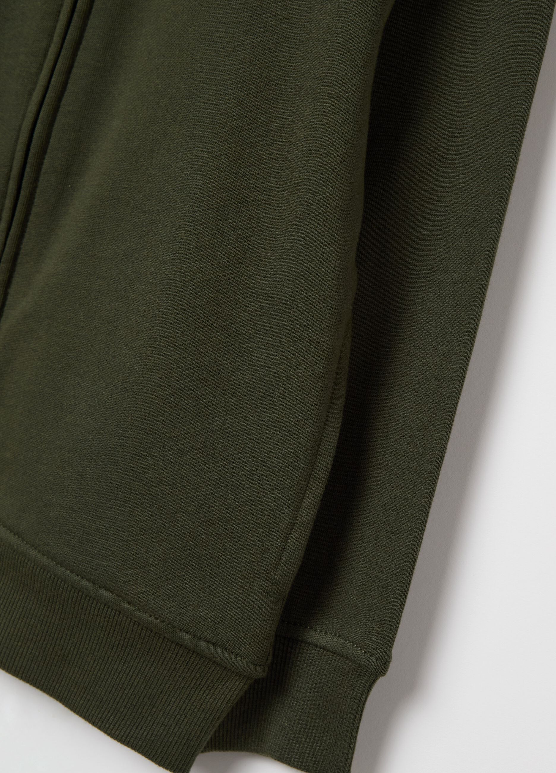 Full-zip sweatshirt in solid colour French terry