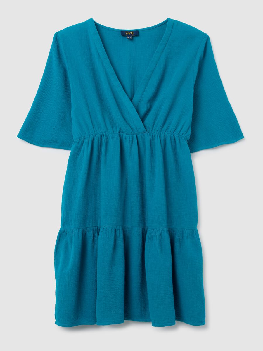 Women's long blue dress in pure cotton_4