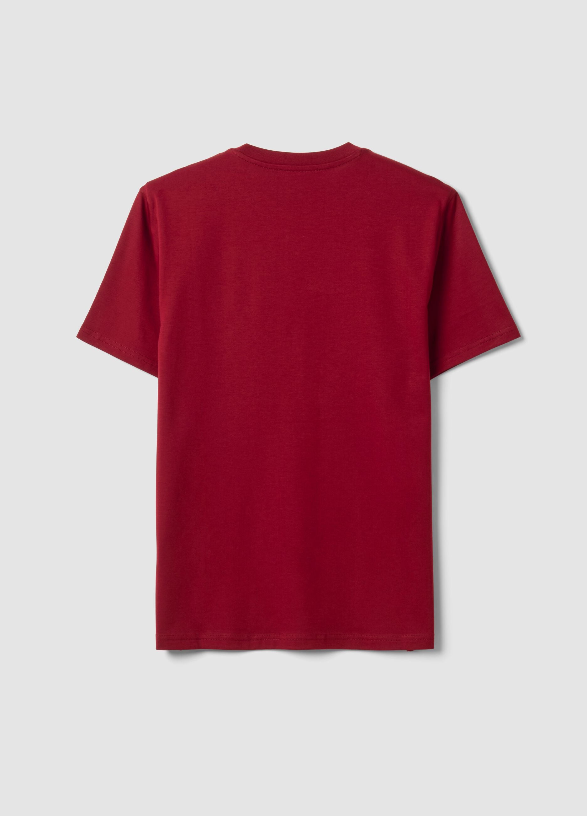 Red Supima cotton crew-neck T-shirt, regular fit
