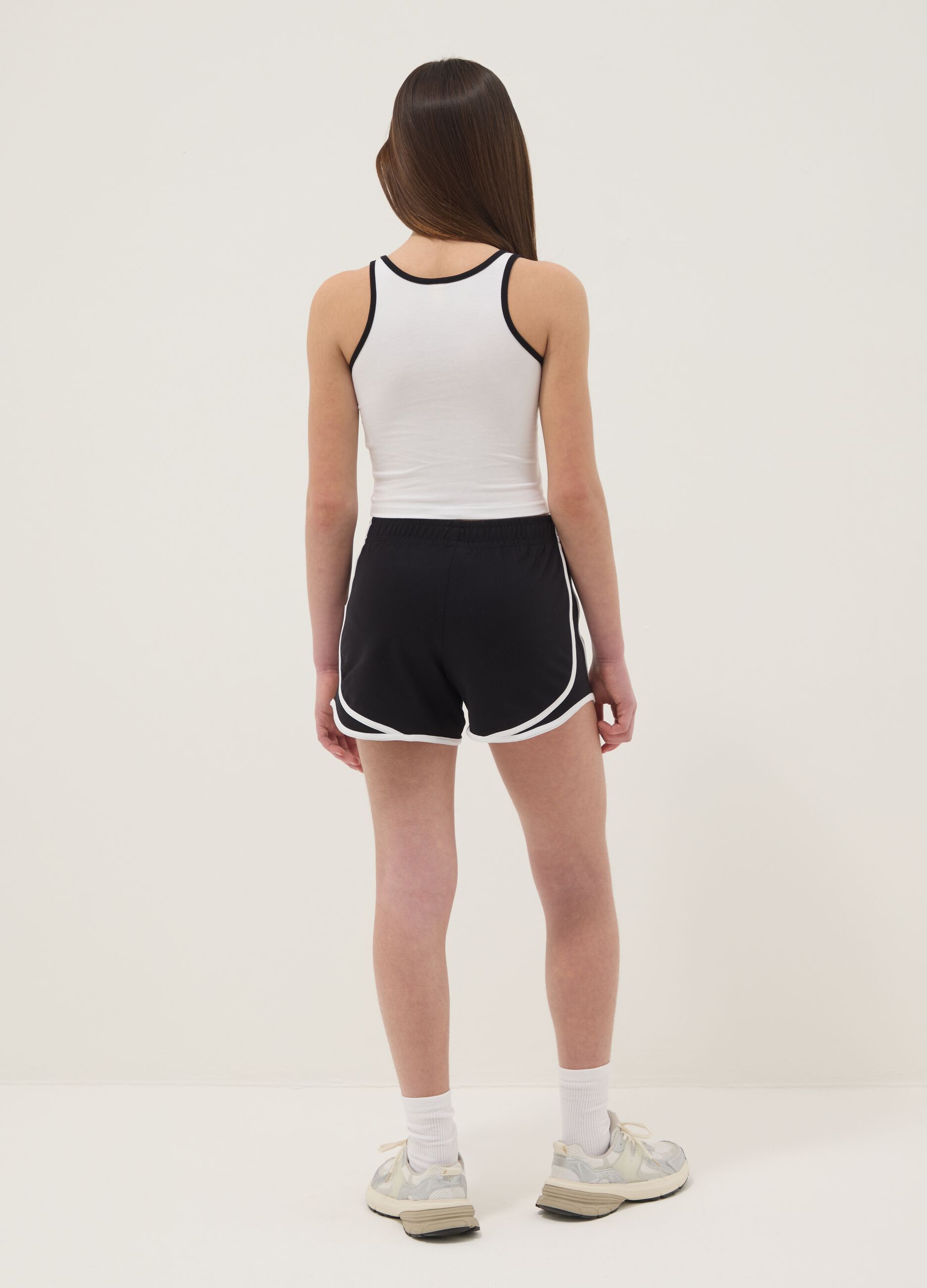Girl's multicolour stretch cotton fitted set with Stitch