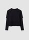T-shirt nera in puro cotone con collo a costine e stampa boxy fit_2