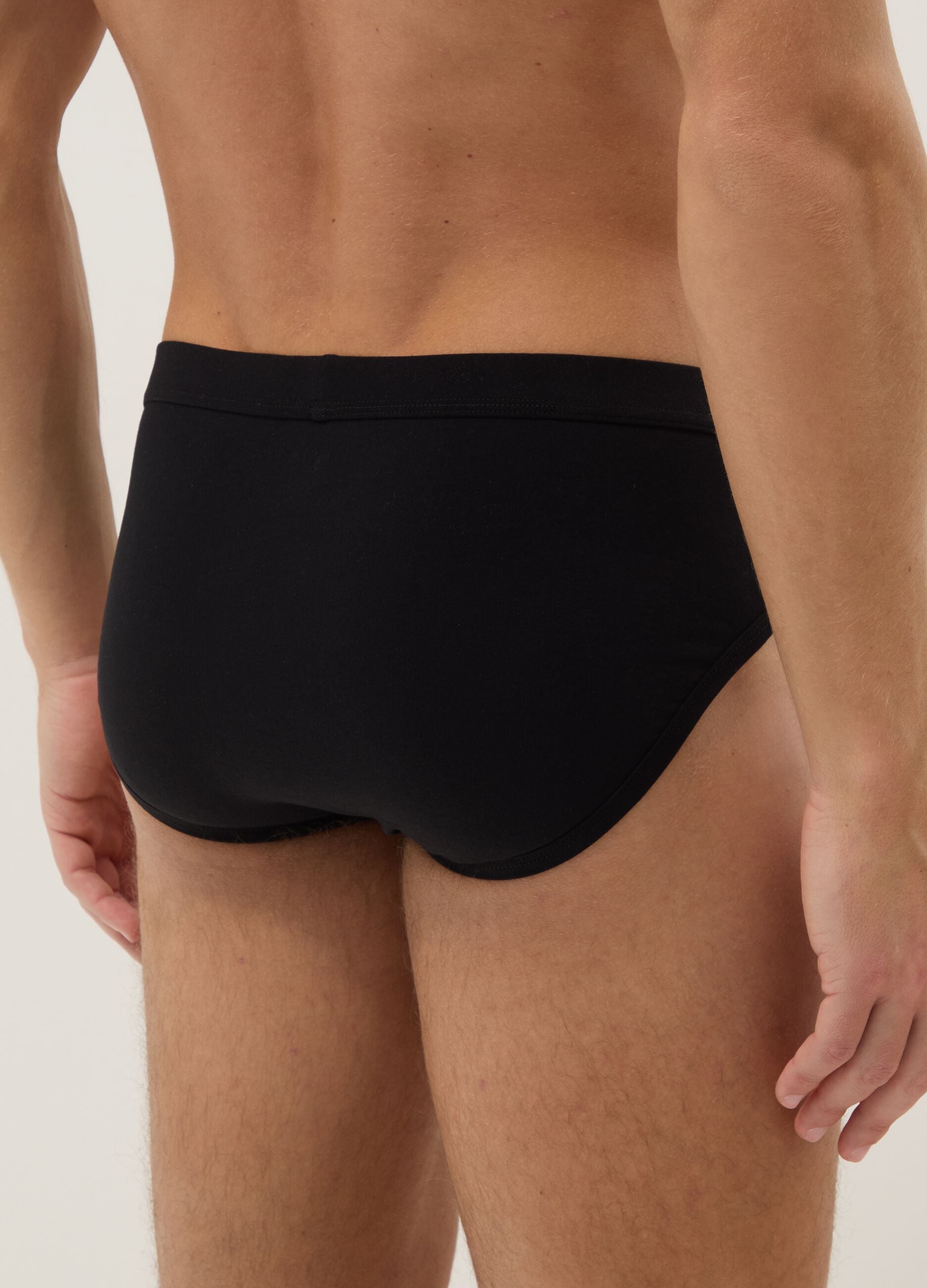 Pack of 3 black stretch cotton briefs, regular fit