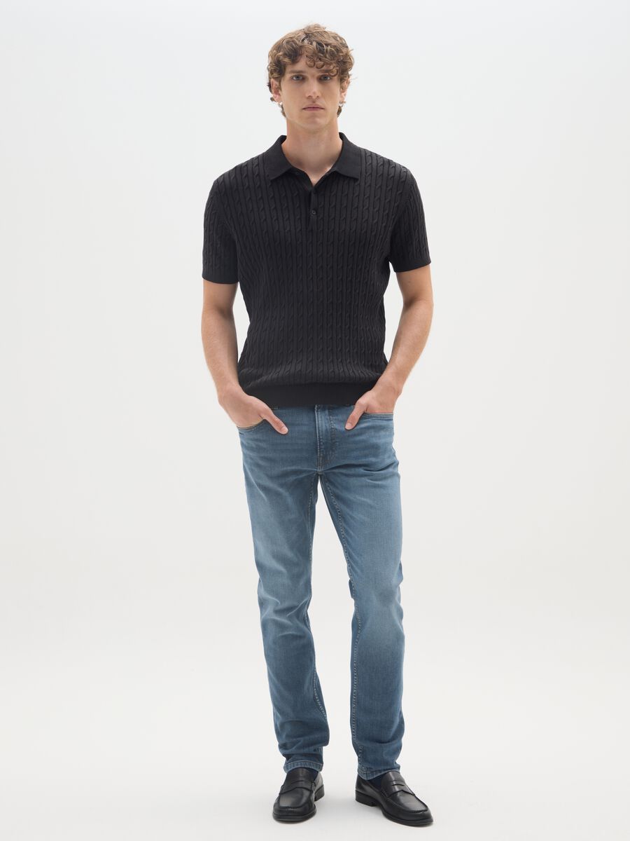 Jeans denim in cotone blu slim fit_0