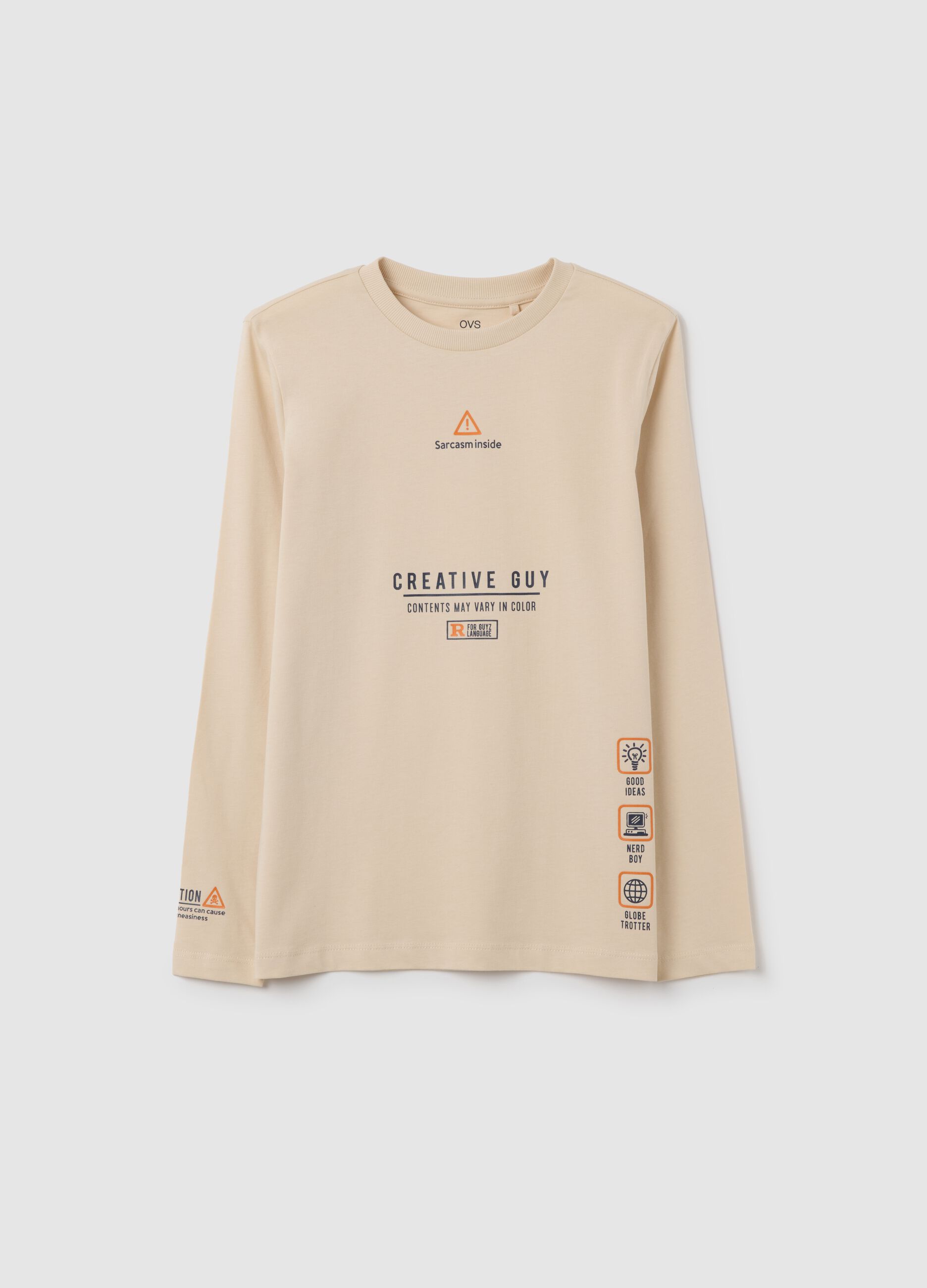 Boys' beige cotton t-shirt in regular fit