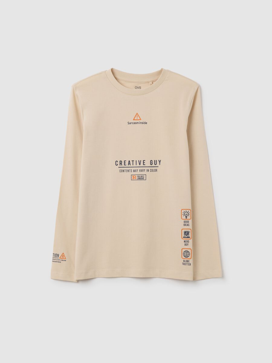 Boys' beige cotton t-shirt in regular fit_0