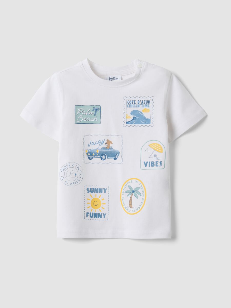 T-shirt in puro cotone bianca da bimbo regular fit con stampe_0