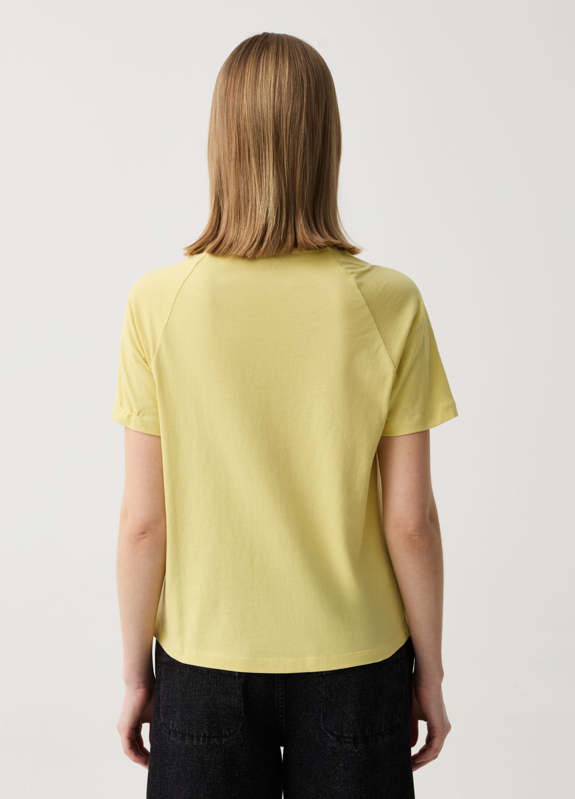 Mock-neck T-shirt with pleating