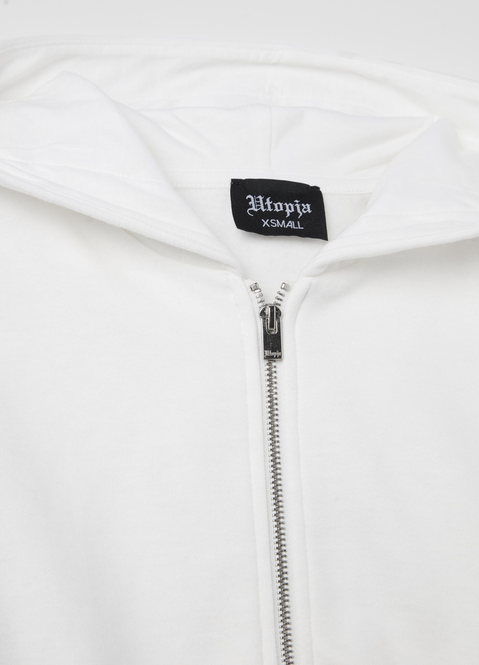 Crop Cargo Zip Hoodie White