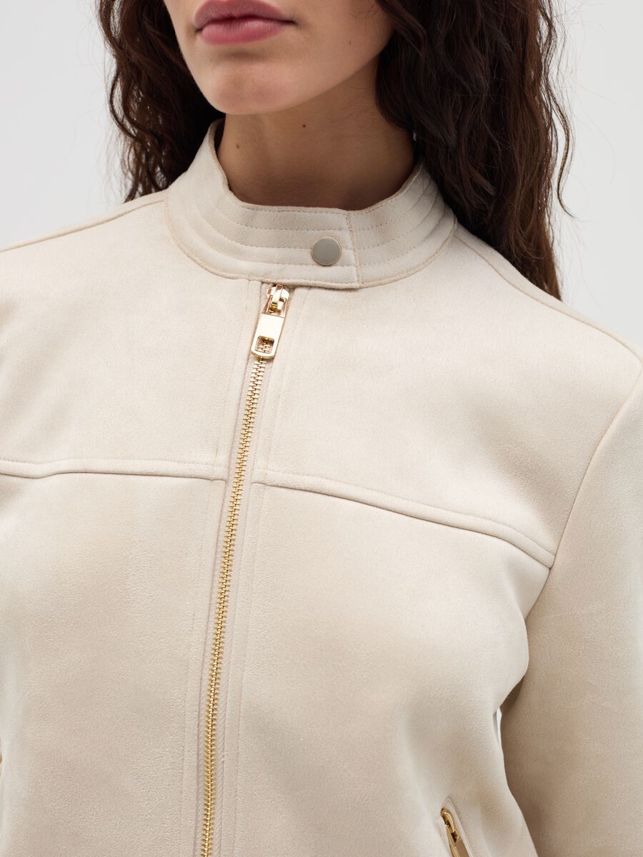 Short full-zip suede jacket_3