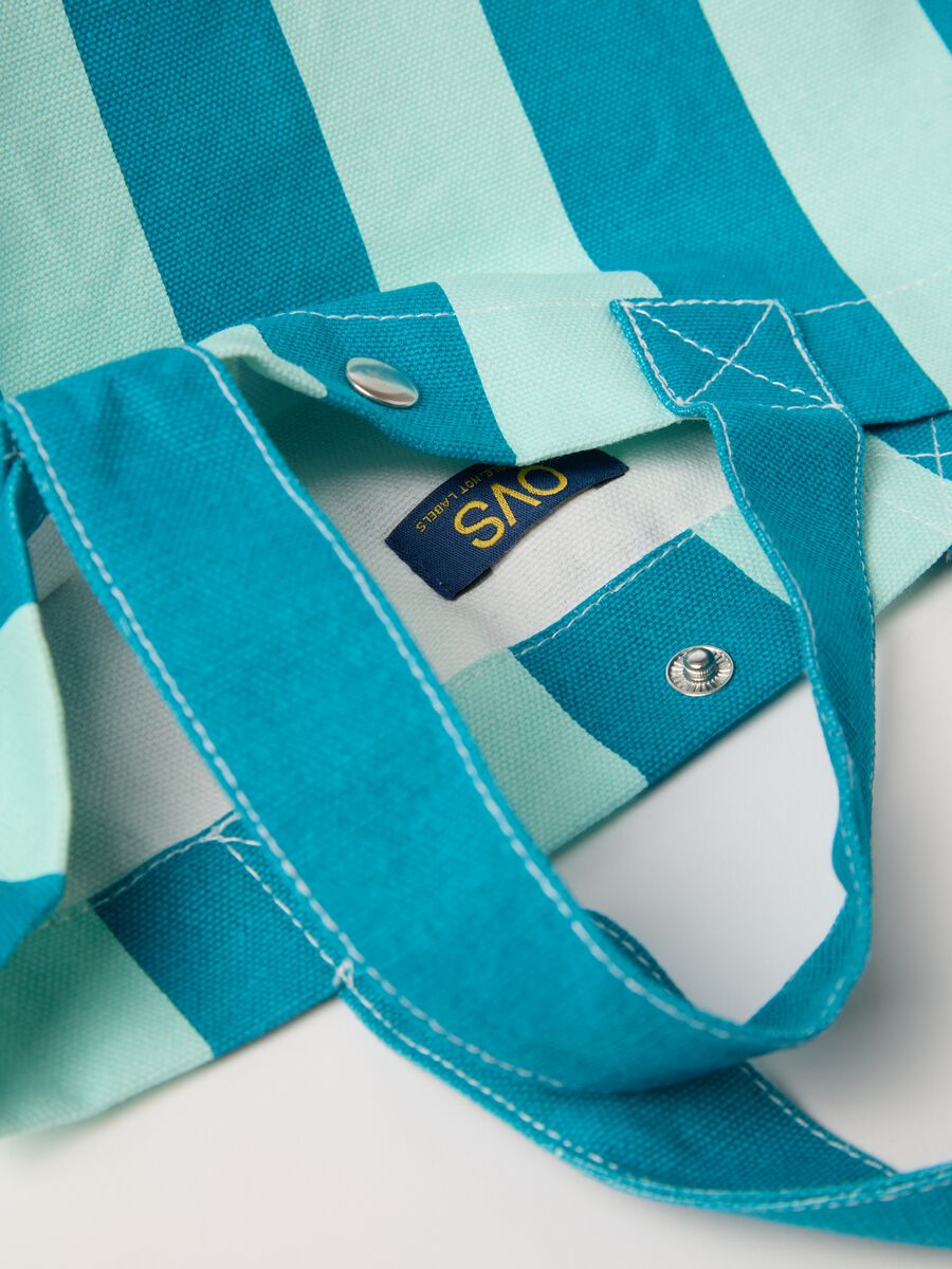 Blue and azure striped cotton beach bag_2