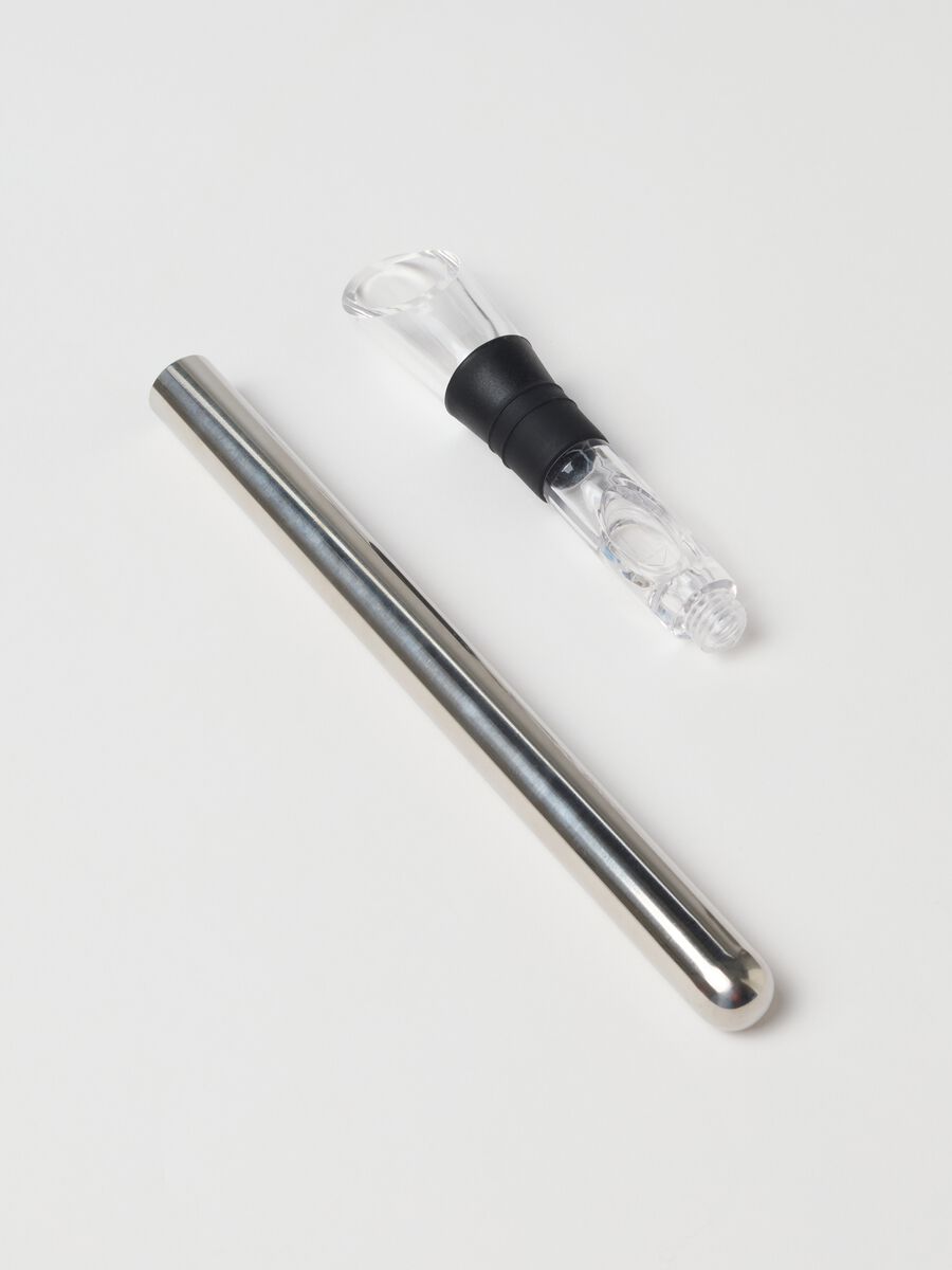 Grey steel wine cooler and pourer with aerator_1