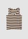 Tank top marrone in viscosa elasticizzato a righe regular fit_0