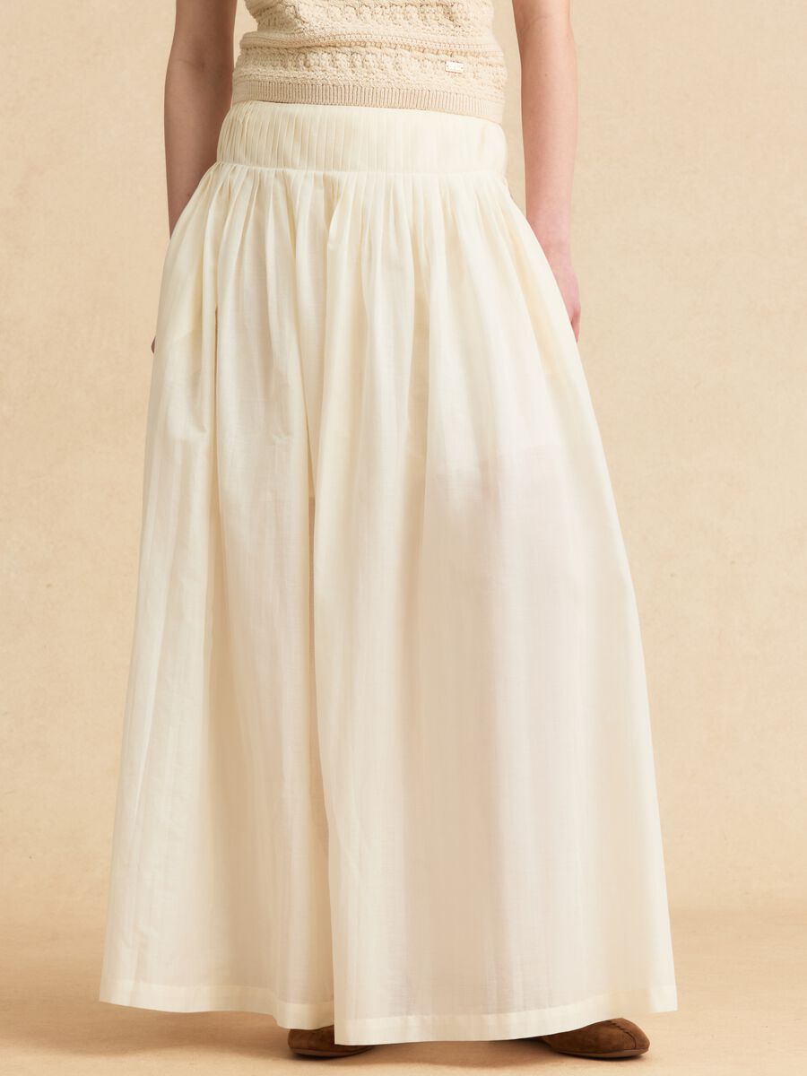 Gonna midi beige in puro cotone_1