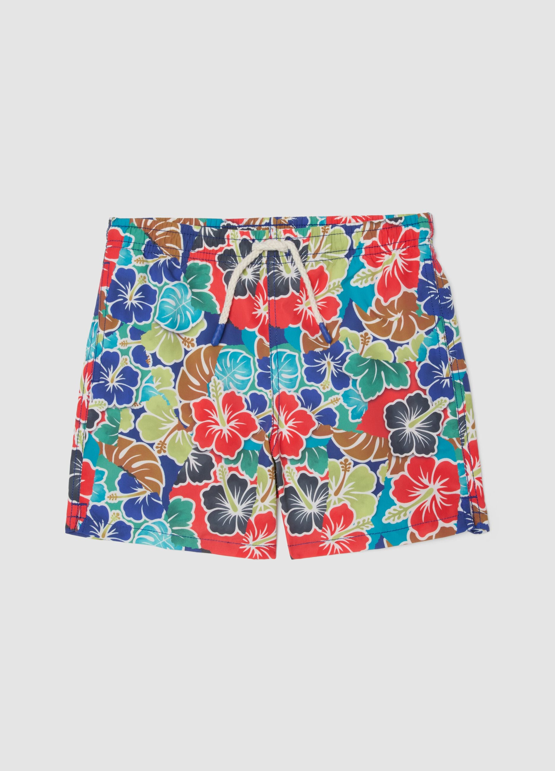 Multicolour floral print swim shorts