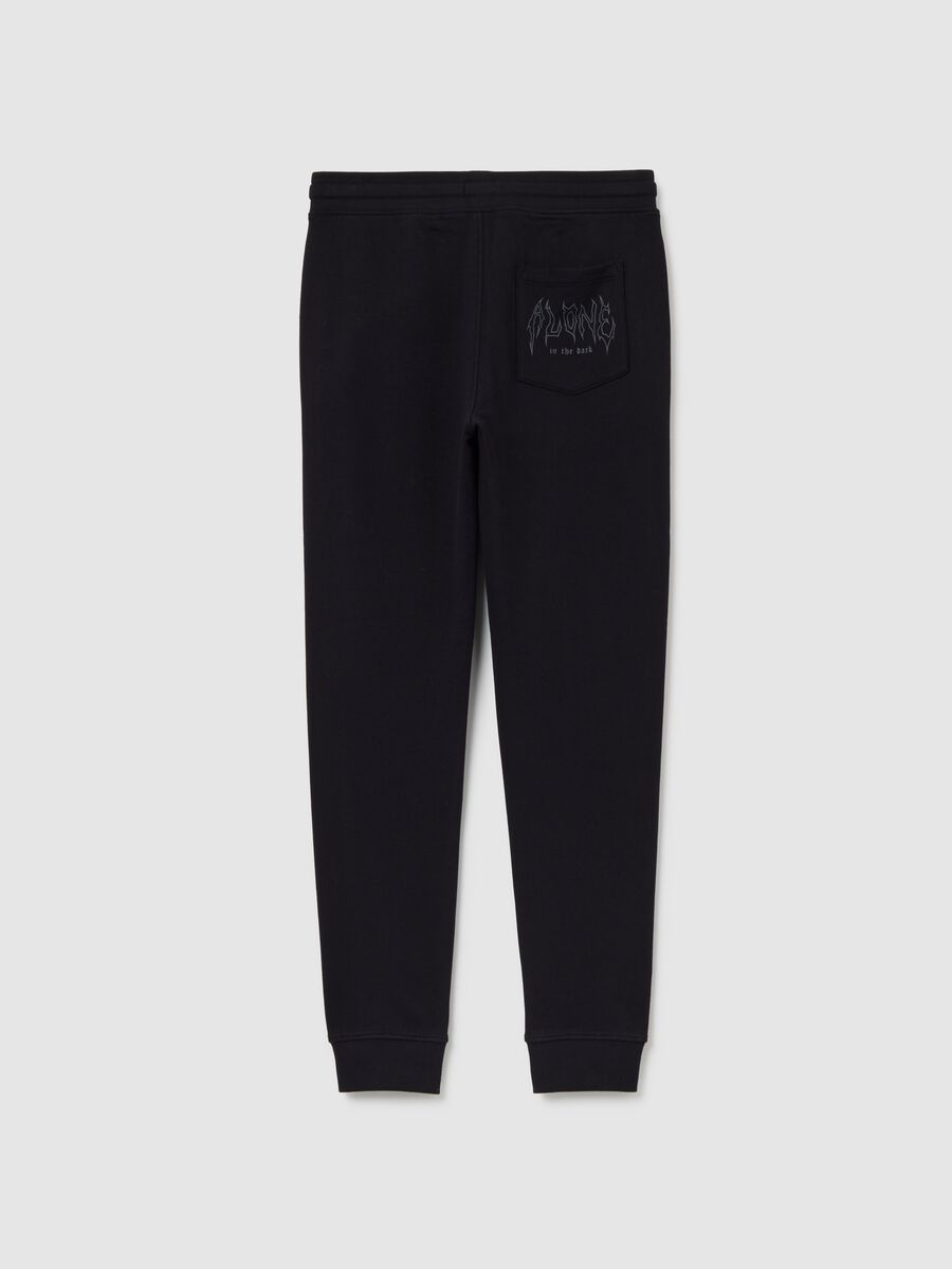 Pantaloni jogger neri da ragazzo in puro cotone regular fit_1