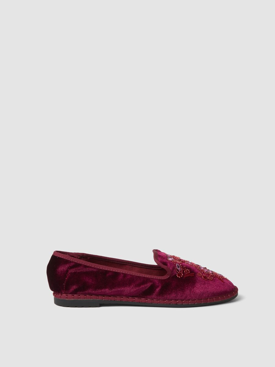 Classic burgundy red Friulane with jewel embroidery_0