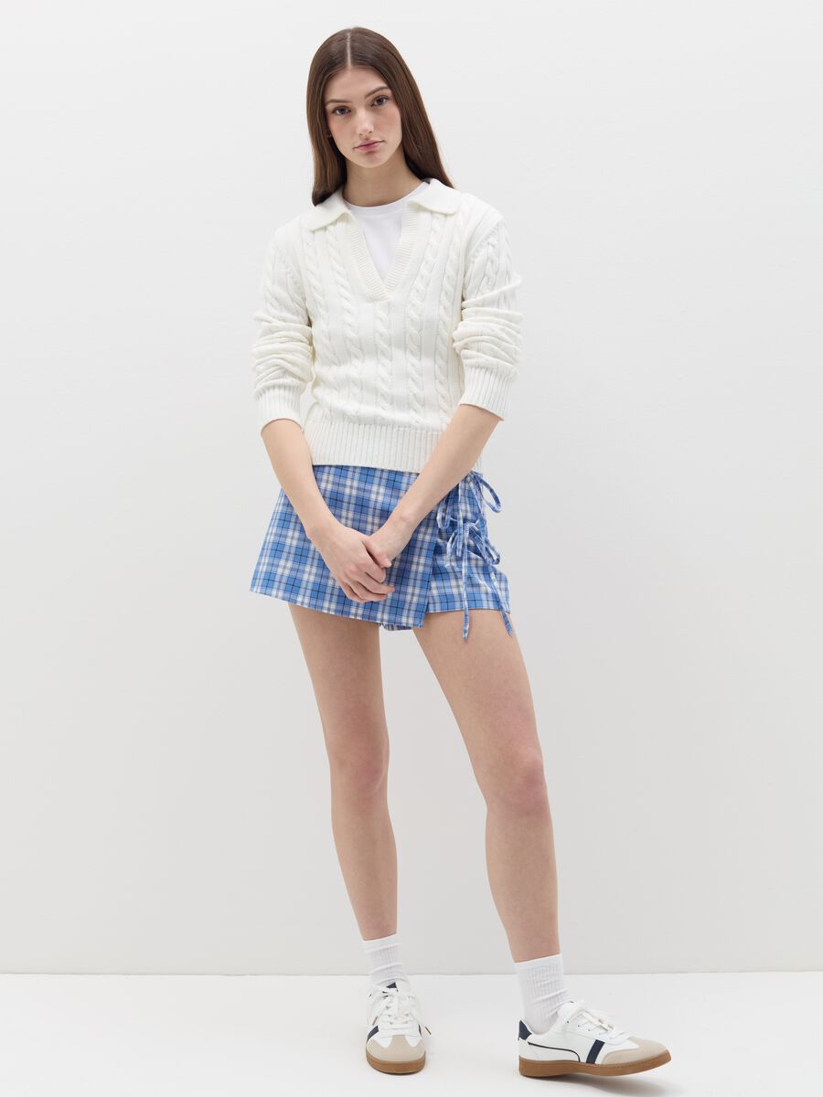 Cable-knit top with polo neck_1