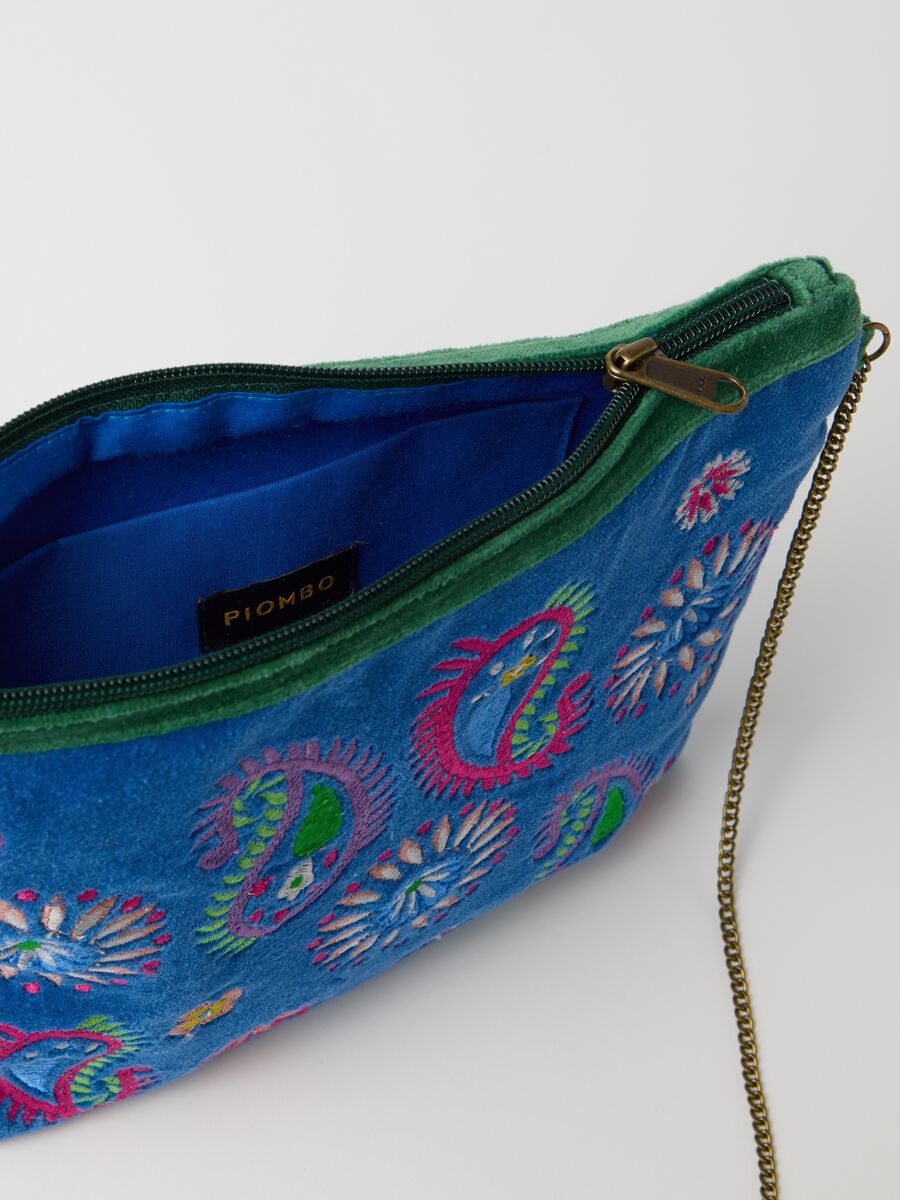 Blue velvet bag with shoulder strap_2