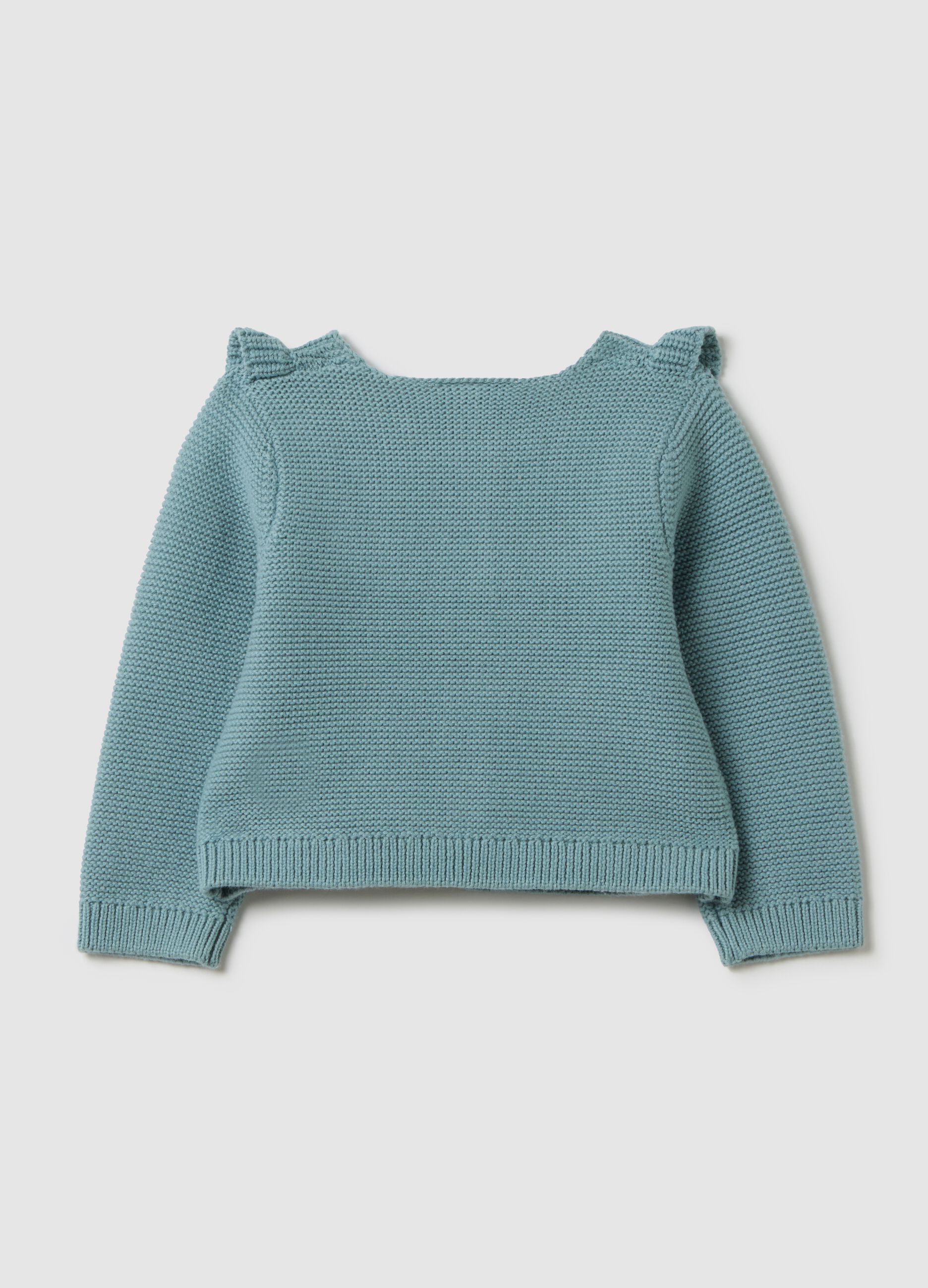 Girl's light blue pure cotton cardigan with ruffles