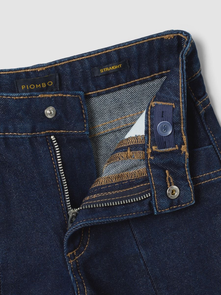 Blue straight-leg pure cotton jeans with floral embroidery for girls_2