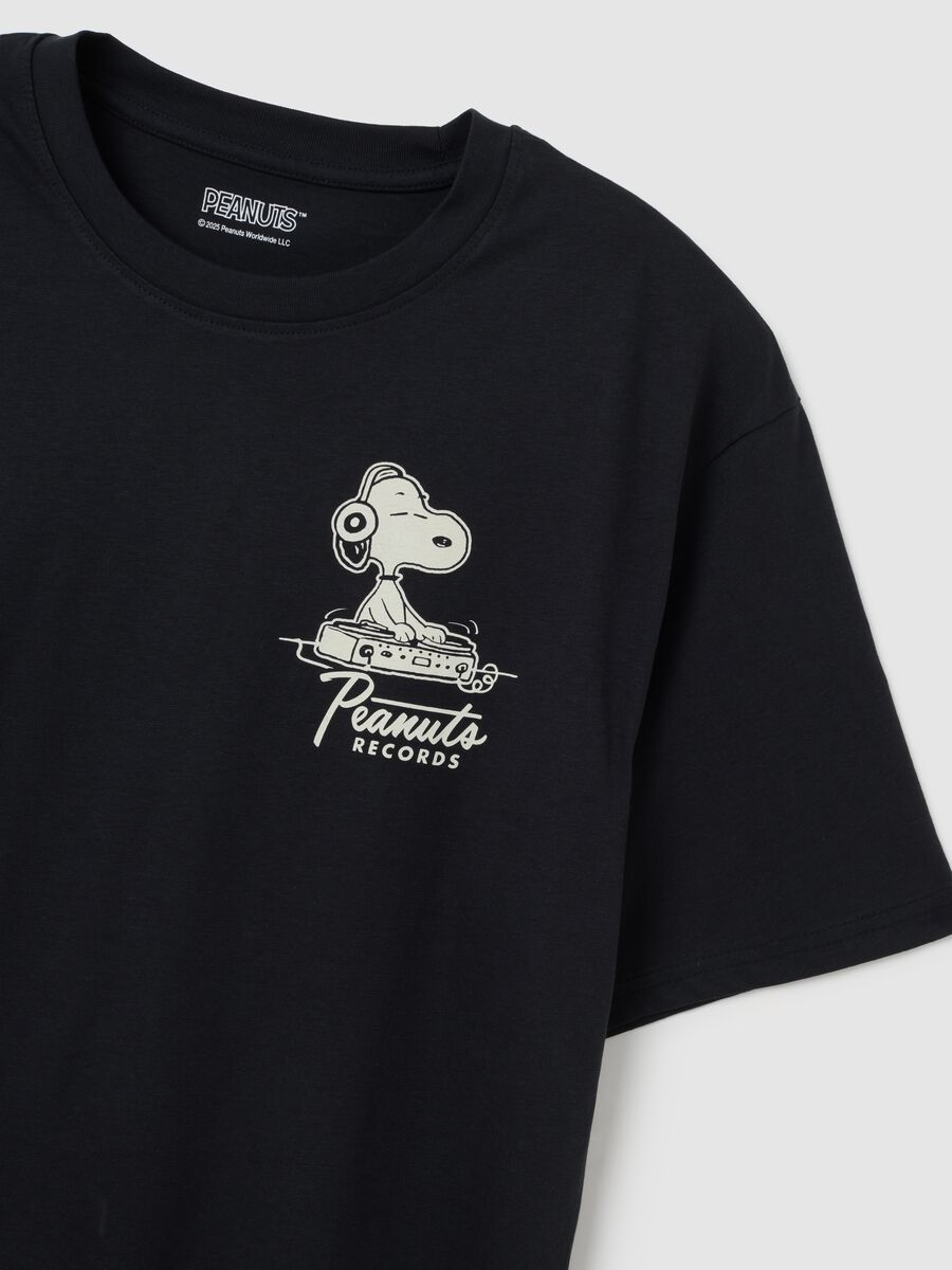 Black pure cotton T-shirt relaxed fit with Snoopy_5