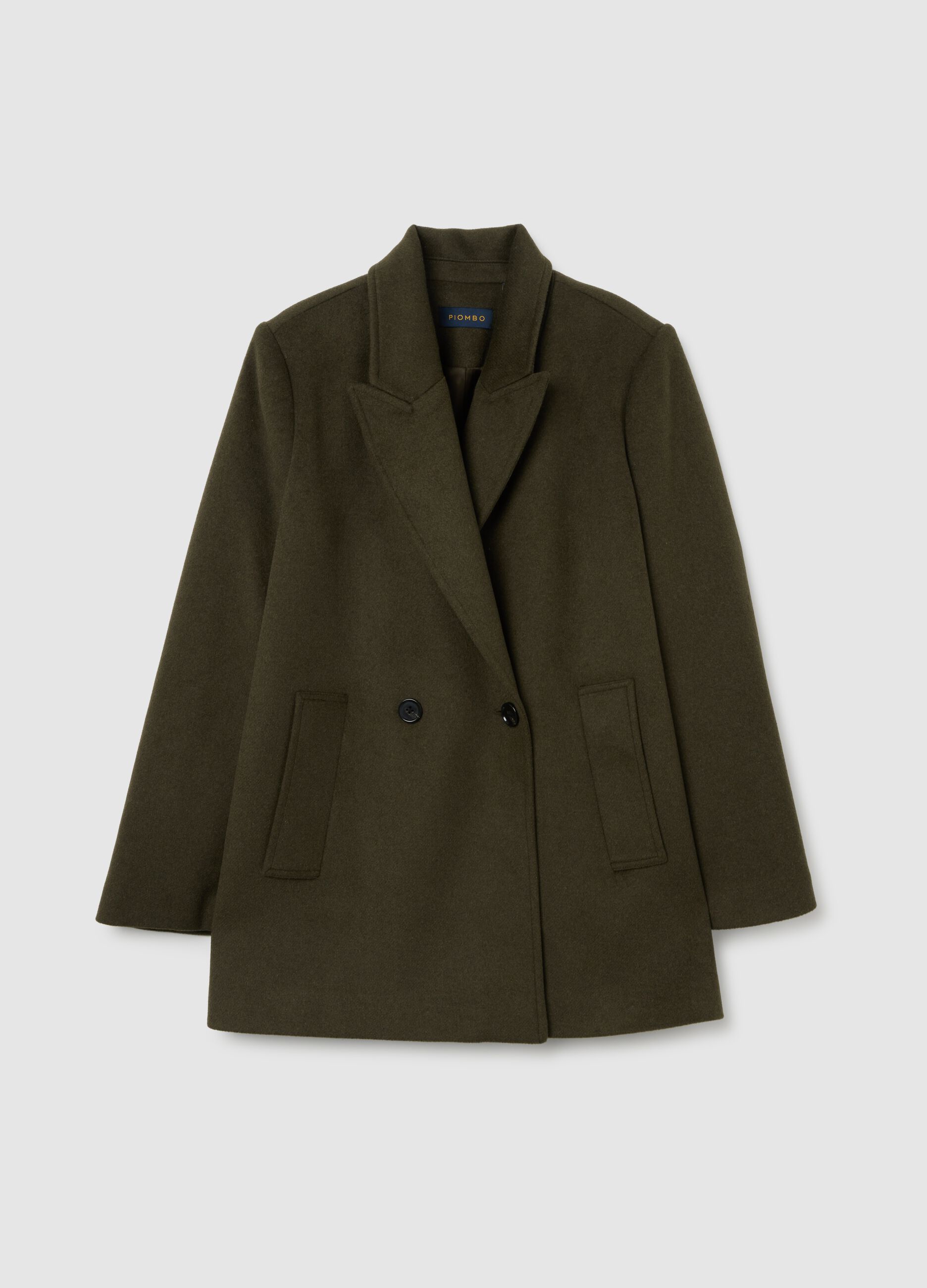 Dark green double-breasted coat in regular fit