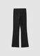 Pantaloni neri flare in viscosa elasticizzato con fantasia gessata_2