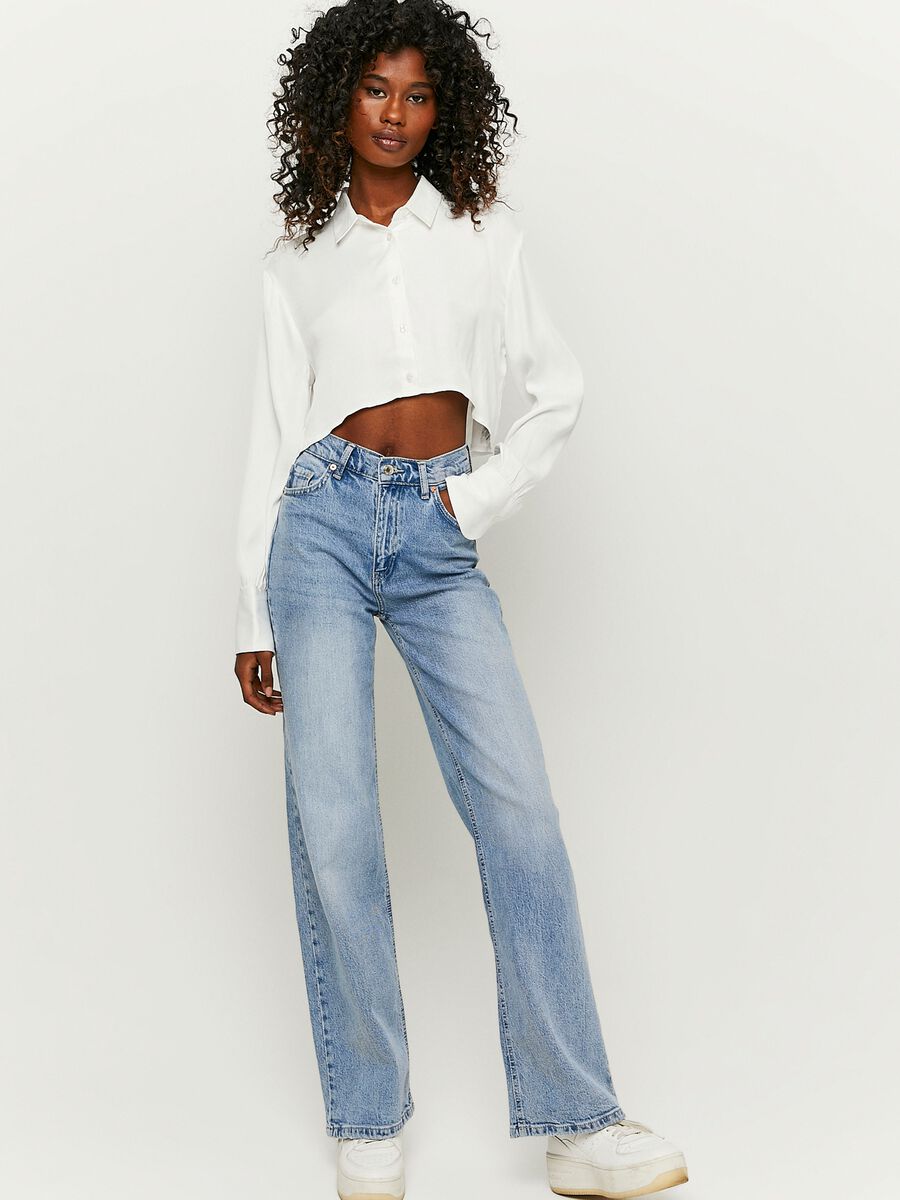 Cropped shirt in viscose_0