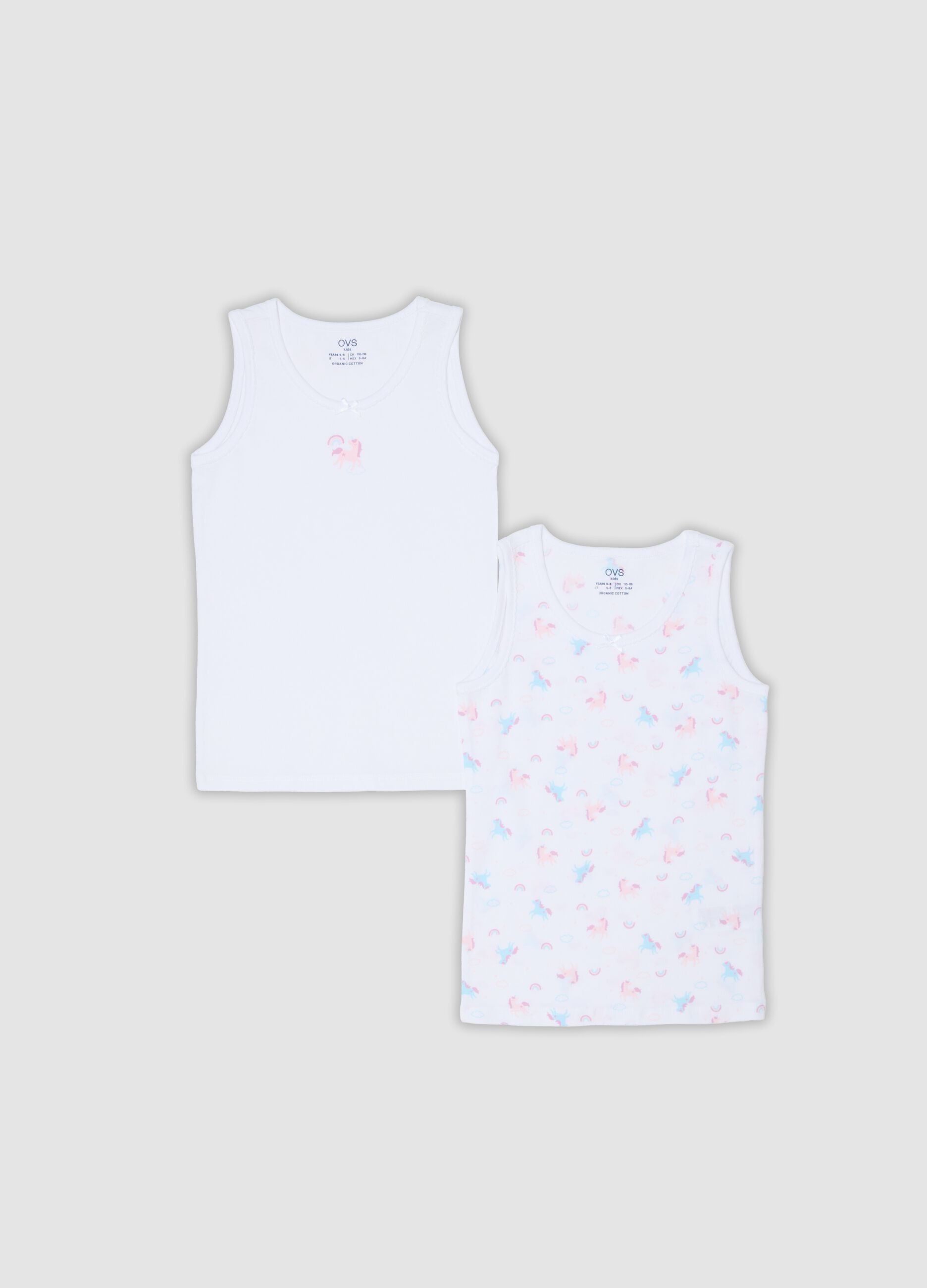 2-pack of girls&rsquo; white organic cotton vests, regular fit