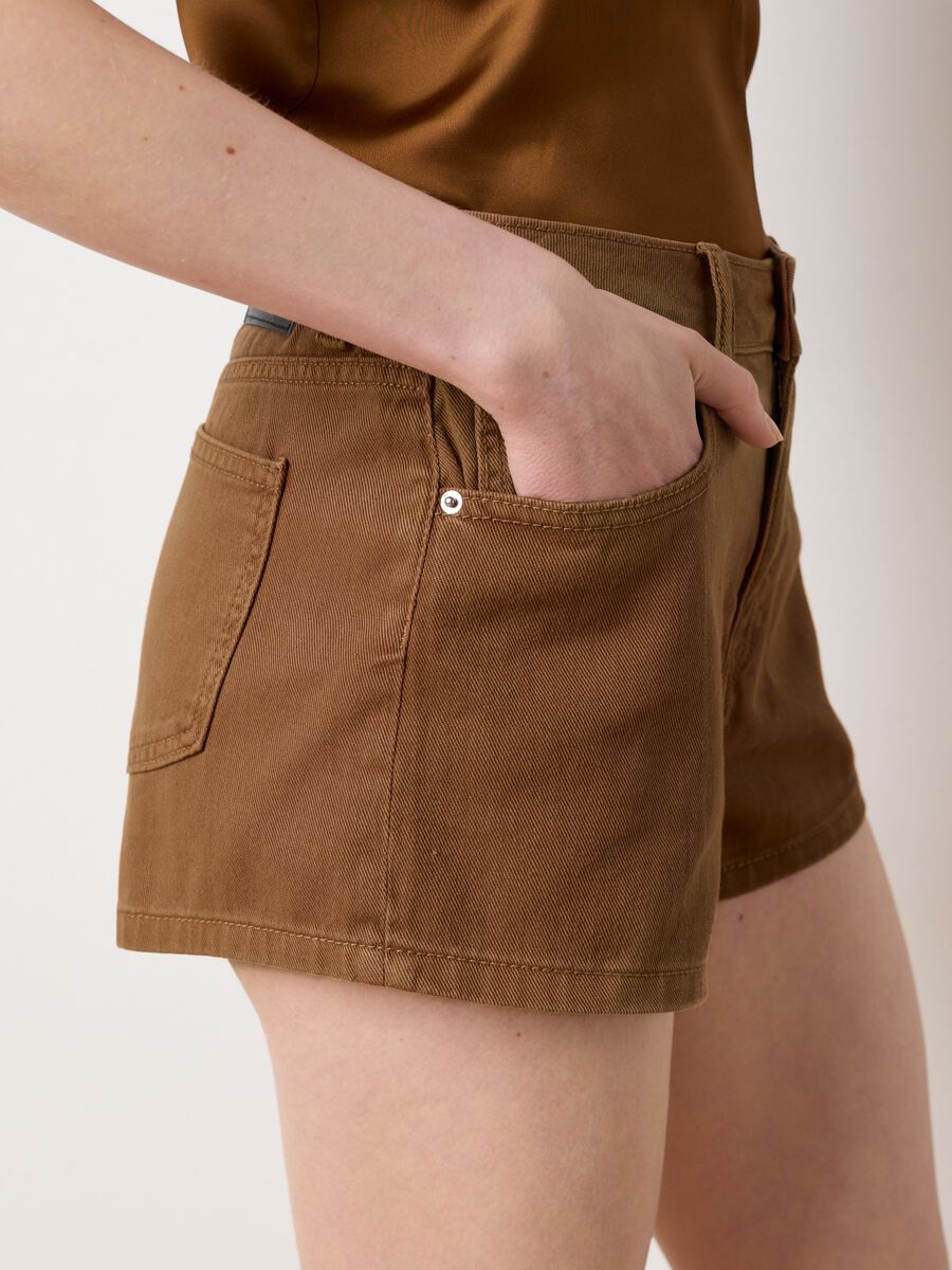 Brown Regular Fit Women's Pure Cotton Shorts_2
