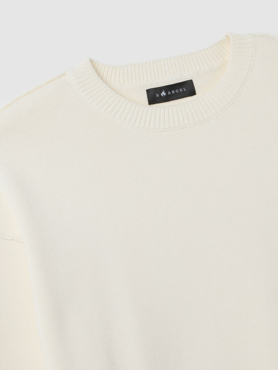 Maglione in puro cotone bianco regular fit_1