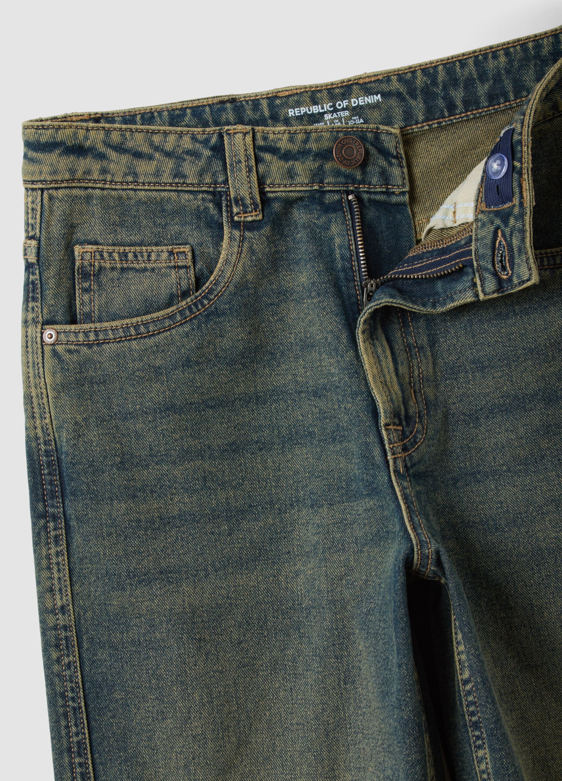 Blue pure cotton skater-fit jeans