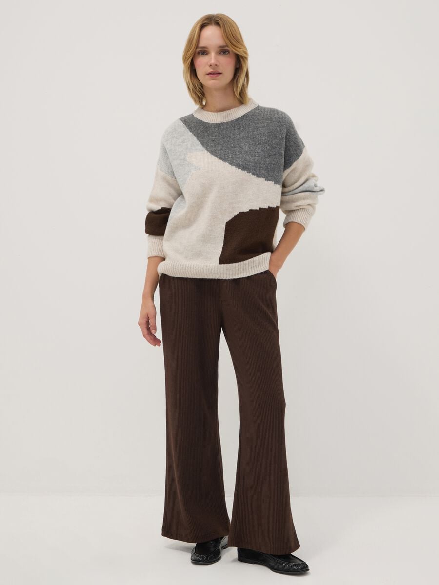 Brown long stretch regular-fit trousers_0