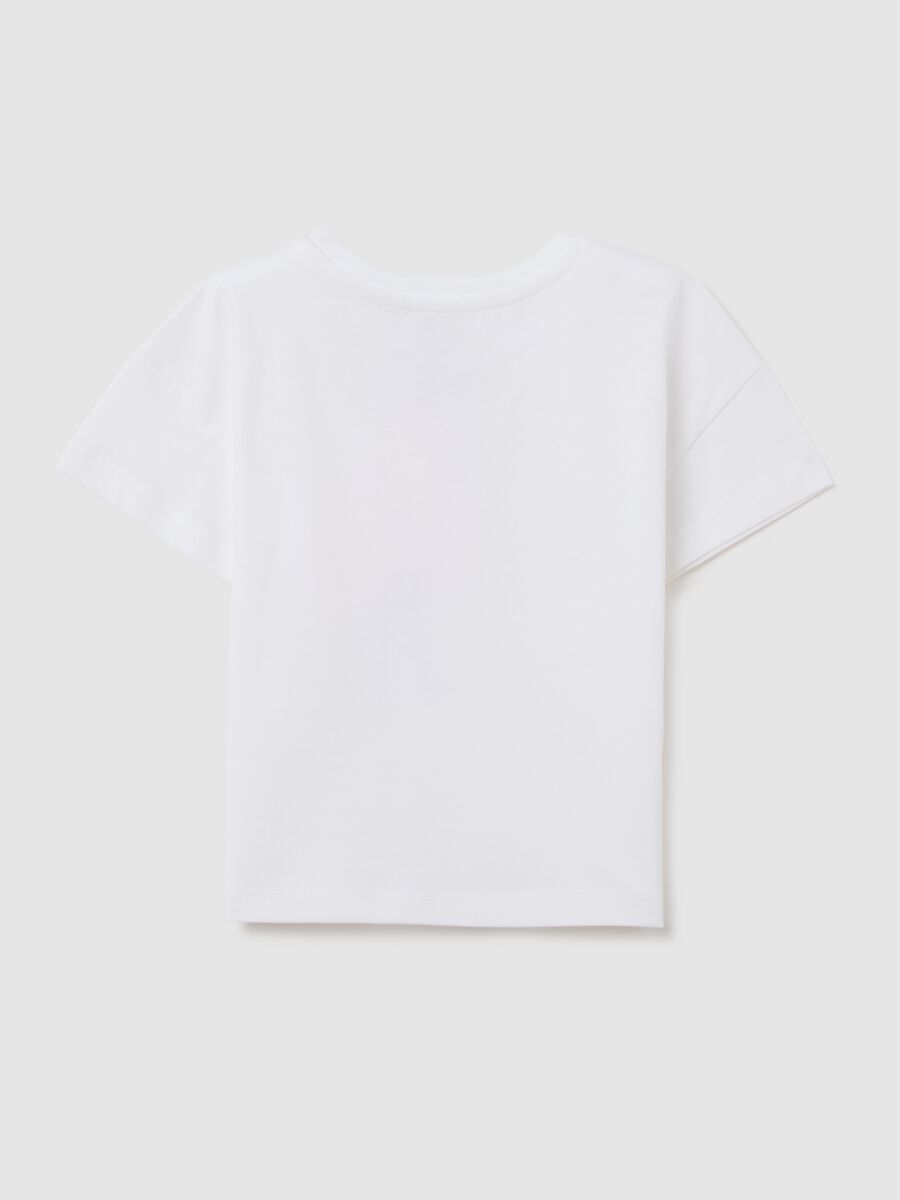 White pure cotton girl's T-shirt boxy fit with print_1