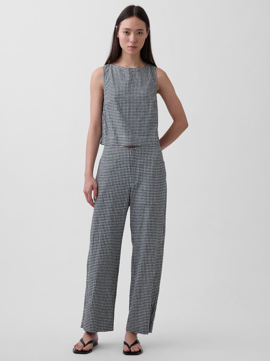 Checked linen-blend top_2
