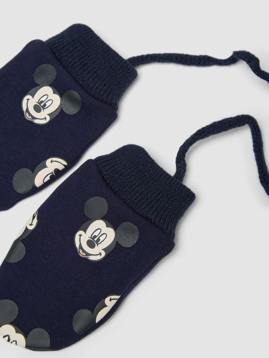 Guanti blu in tessuto elasticizzato con stampa Mickey_1