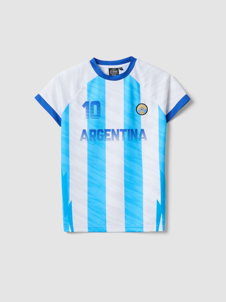Kids&rsquo; Argentina striped T-shirt in white and sky blue, oversized fit_3