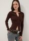 Brown viscose blend fitted cardigan_0