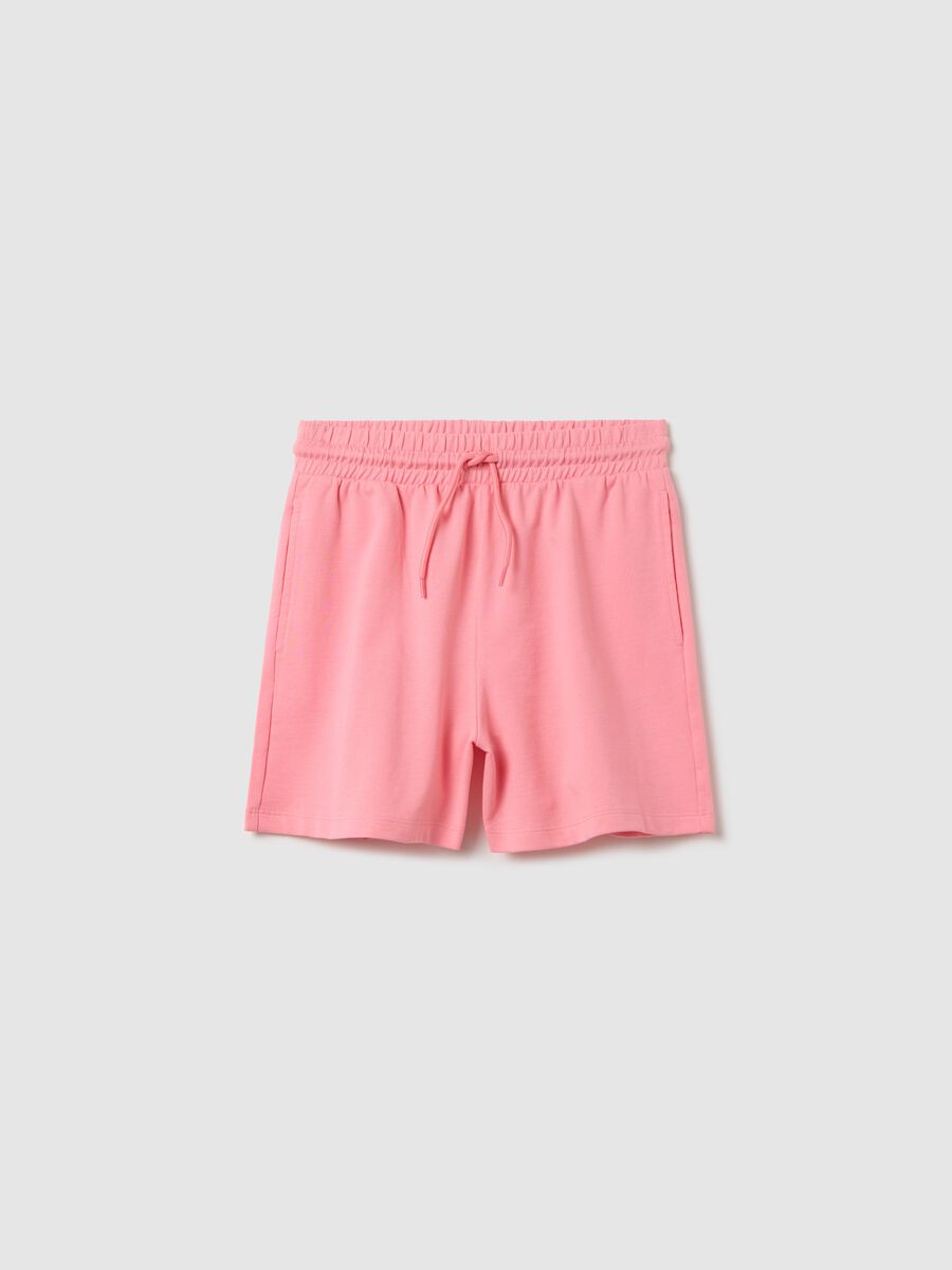 Pink shorts in cotton with drawstring_3