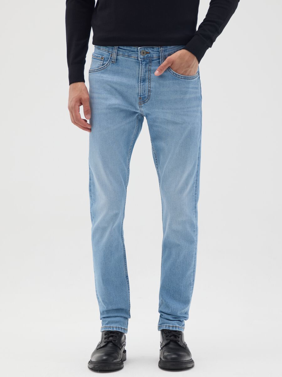 Light blue skinny fit denim jeans_1