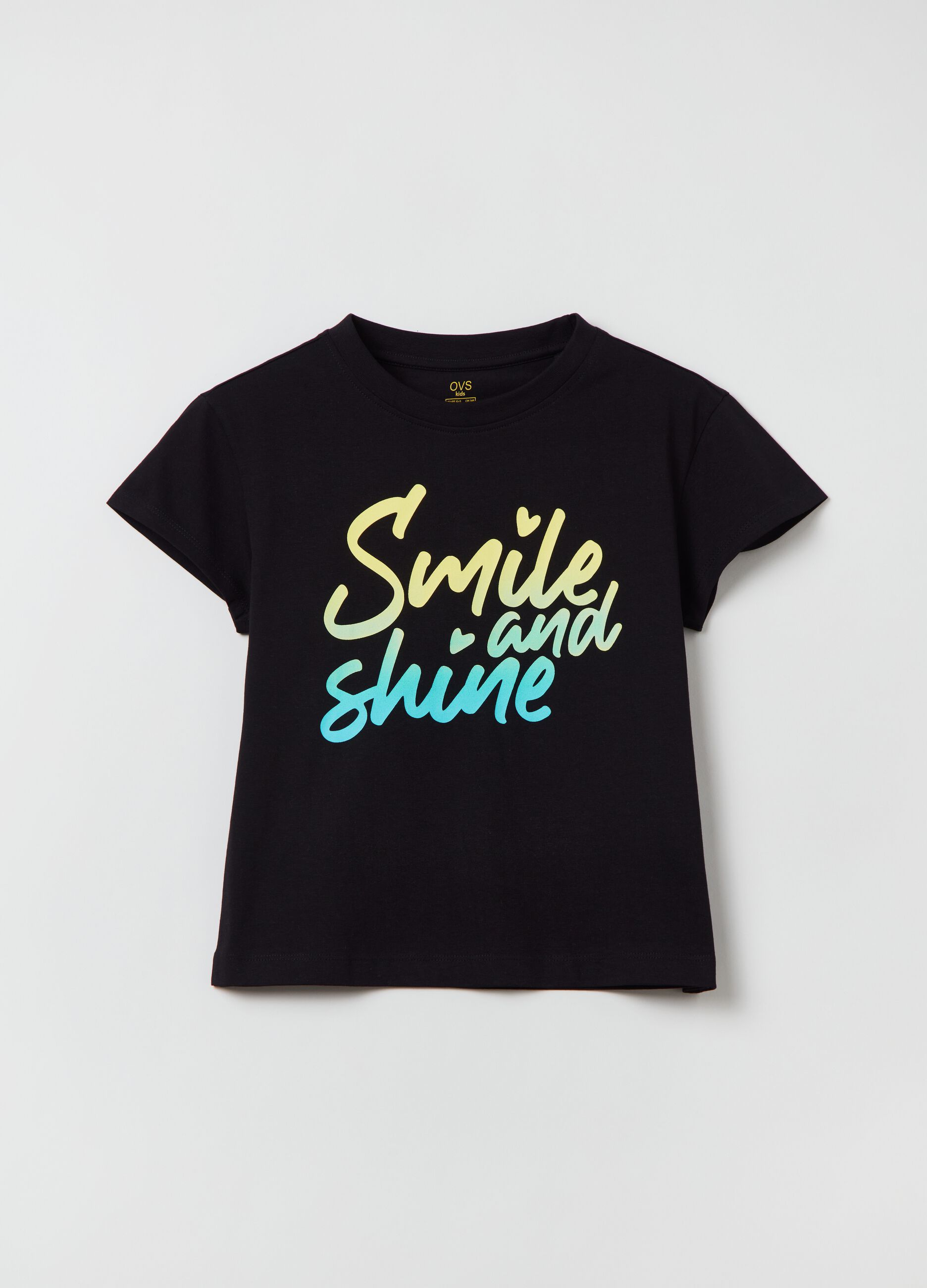 Cotton T-shirt with printed lettering