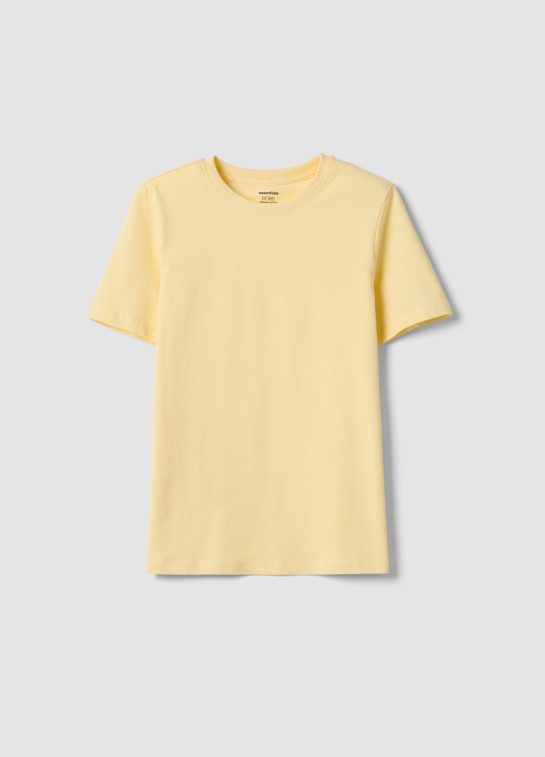 Yellow organic cotton short-sleeve T-shirt