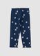 Girls' skinny blue cotton leggings with flowers_0