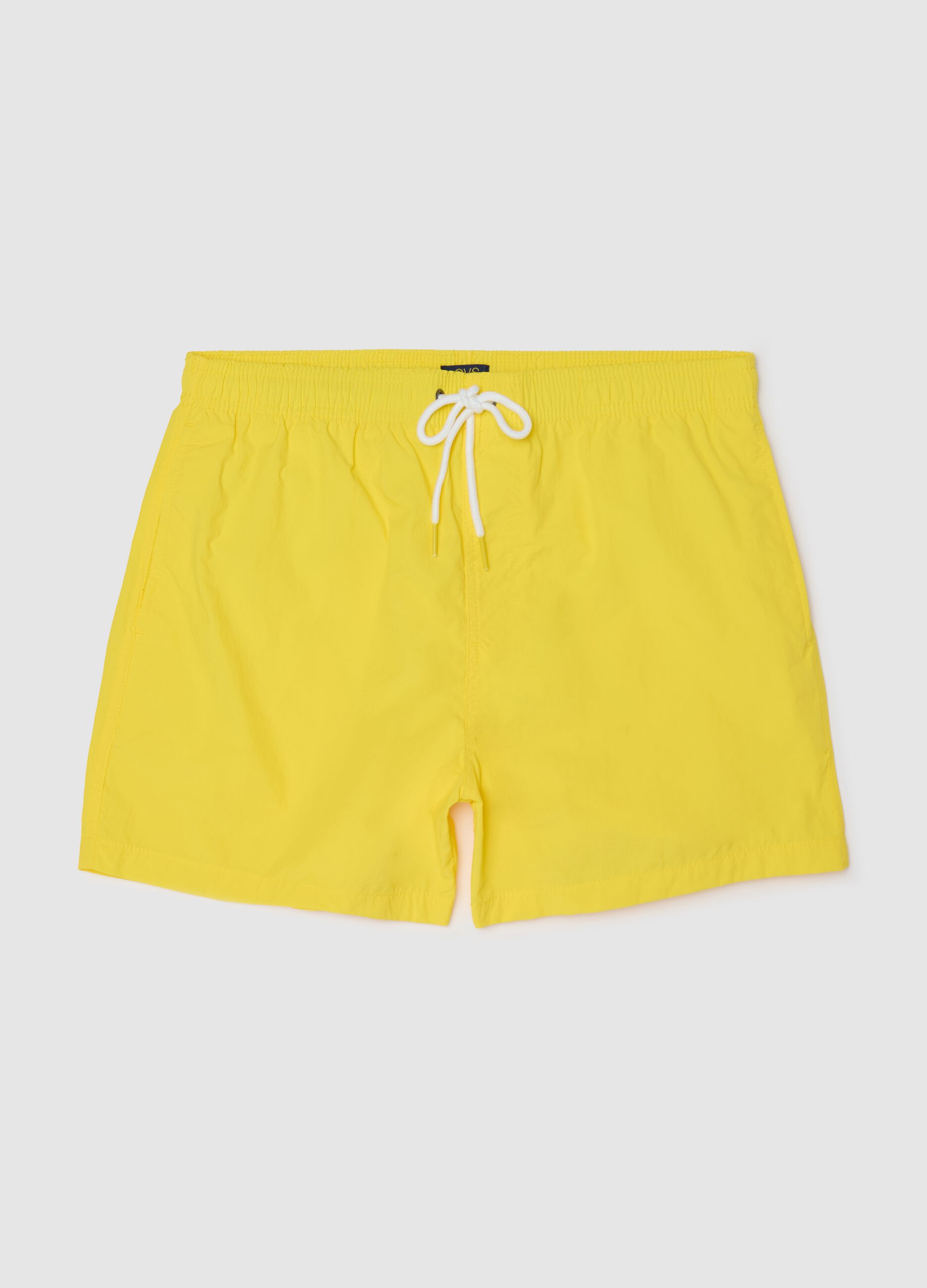 Men’s regular-fit swim boxers in yellow blend fabric with elastic waist