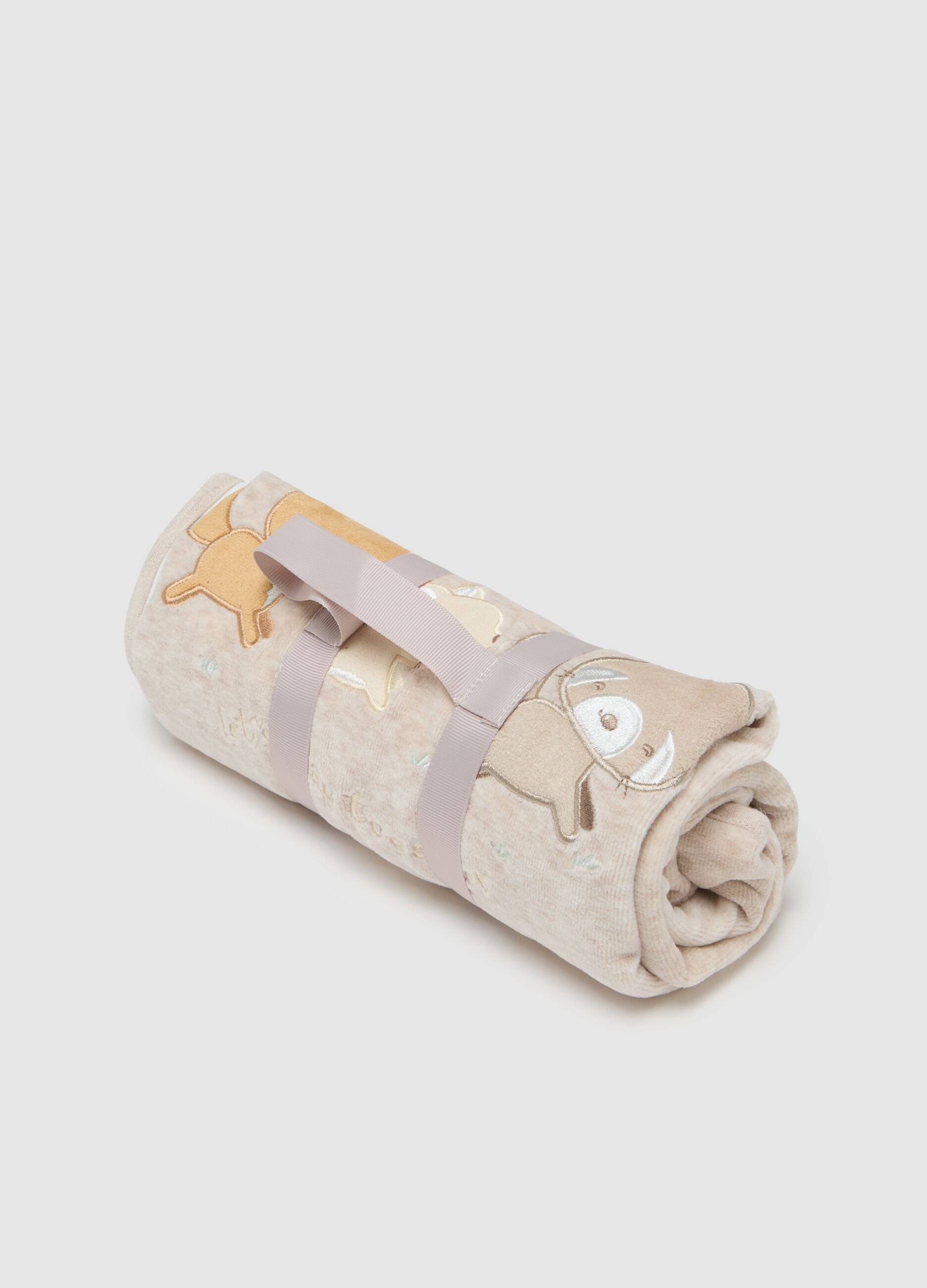 Beige Cotton Blend Baby Blanket