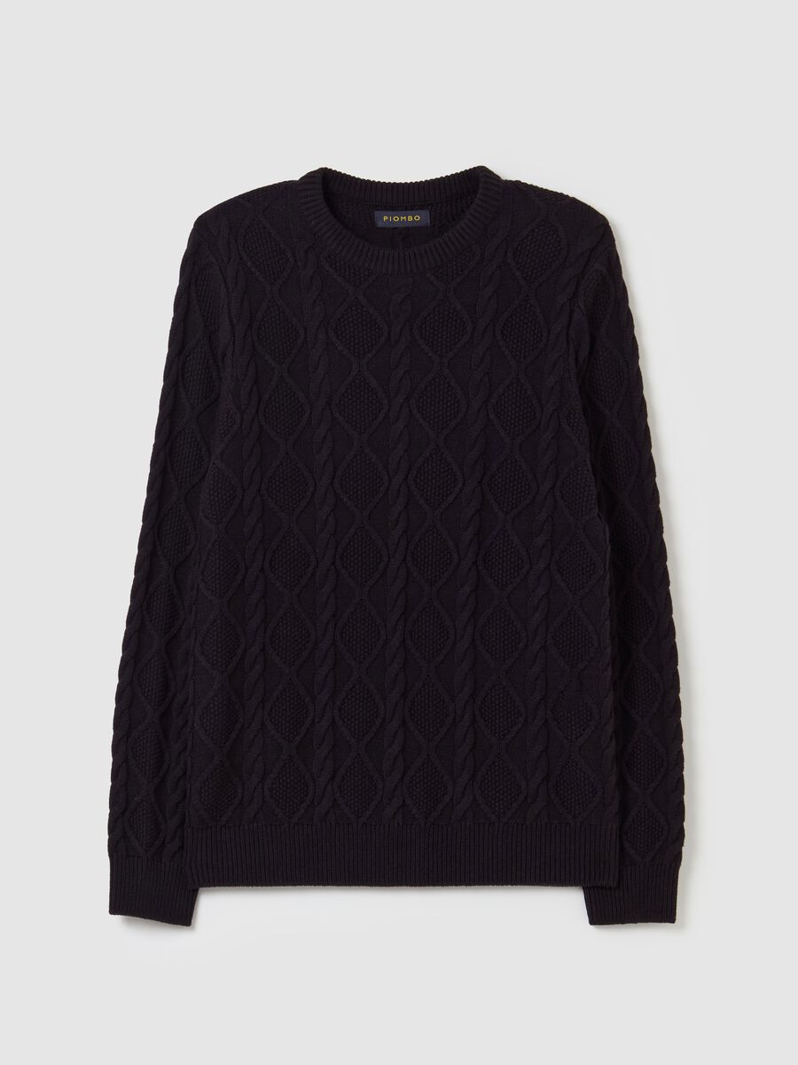 Pullover a trecce con motivo a rombi_4